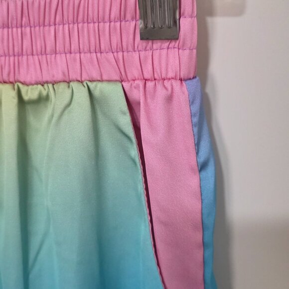 Pastal Rainbow Satin Wide Leg Pants - Picture 7 of 9
